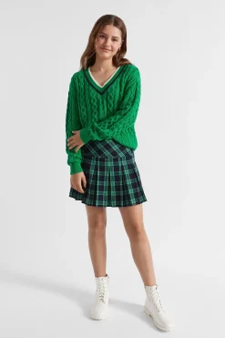 Seed Heritage Skirts-Check Pleat Skirt Midnight