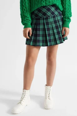 Seed Heritage Skirts-Check Pleat Skirt Midnight