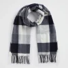 Seed Heritage Scarves & Kaftans-Check Tassel Scarf Midnight Sky Multi