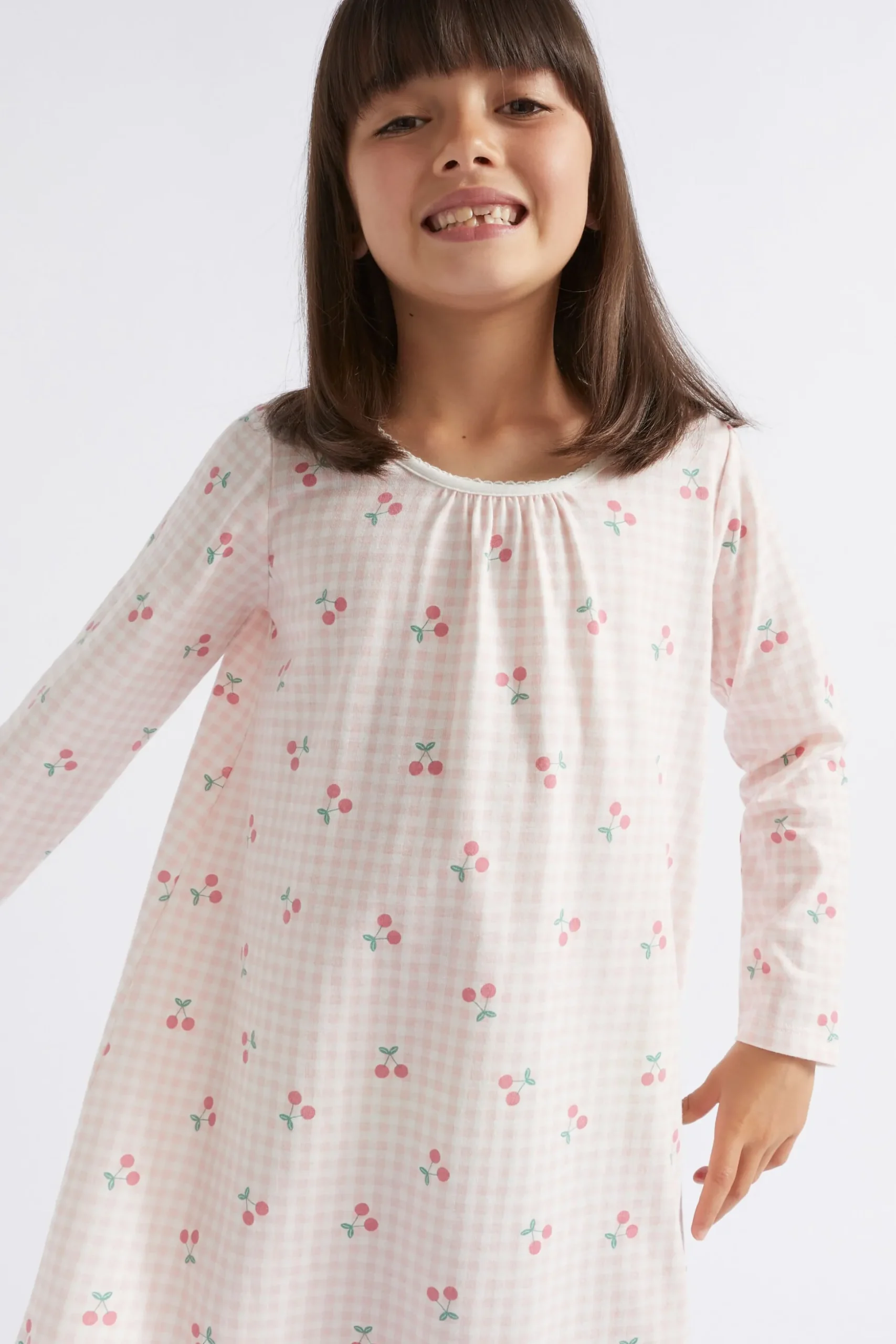 Seed Heritage Pyjamas & Sleepwear-Cherry Gingham Nightie Dusty Rose
