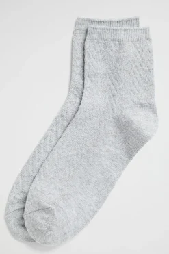 Seed Heritage Socks & Tights-Chevron Knit Quarter Crew Sock Grey Marle