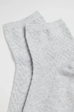 Seed Heritage Socks & Tights-Chevron Knit Quarter Crew Sock Grey Marle
