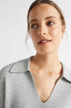 Seed Heritage Knitwear & Sweaters-Collared Double Knit Silver Marle