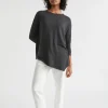 Seed Heritage T-Shirts & Tops-Core Asymmetrical Top Slate Marle