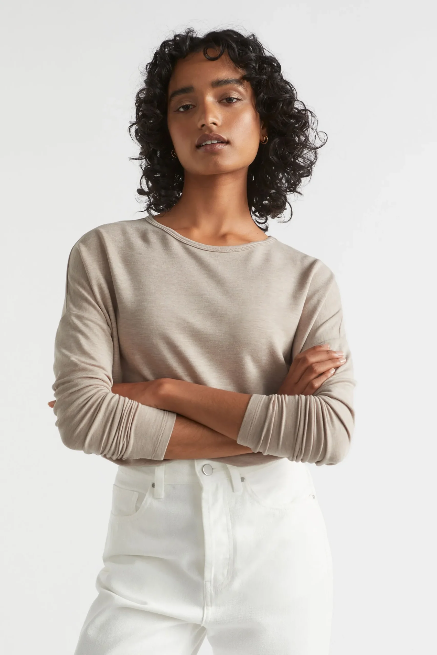 Seed Heritage T-Shirts & Tops-Core Asymmetrical Top Light Storm Marle