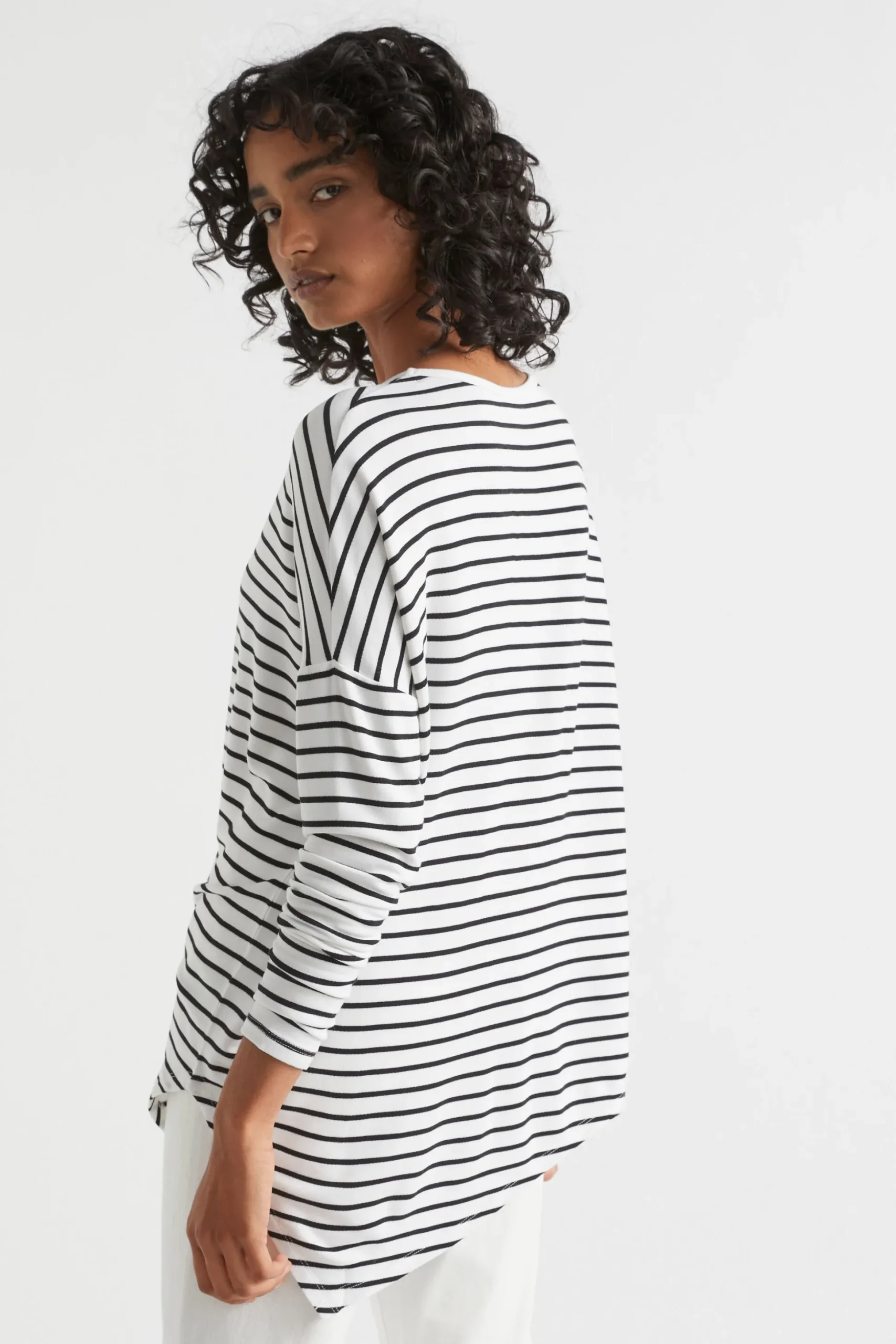 Seed Heritage T-Shirts & Tops-Core Asymmetrical Top Mono Stripe