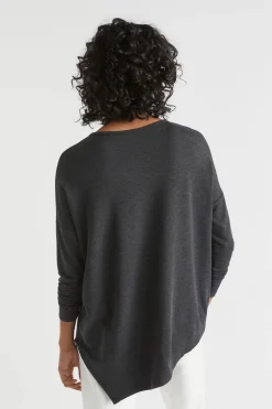 Seed Heritage T-Shirts & Tops-Core Asymmetrical Top Slate Marle