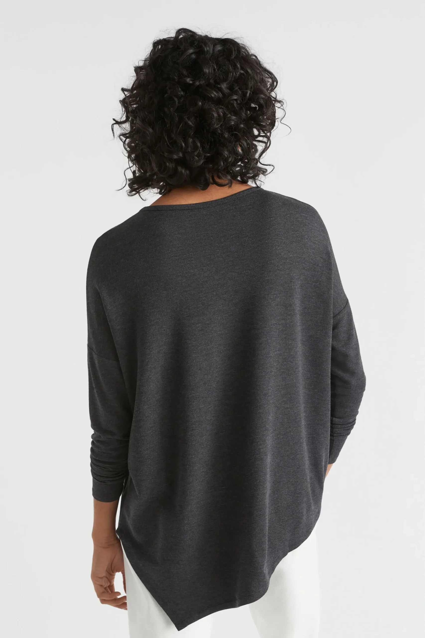 Seed Heritage T-Shirts & Tops-Core Asymmetrical Top Slate Marle