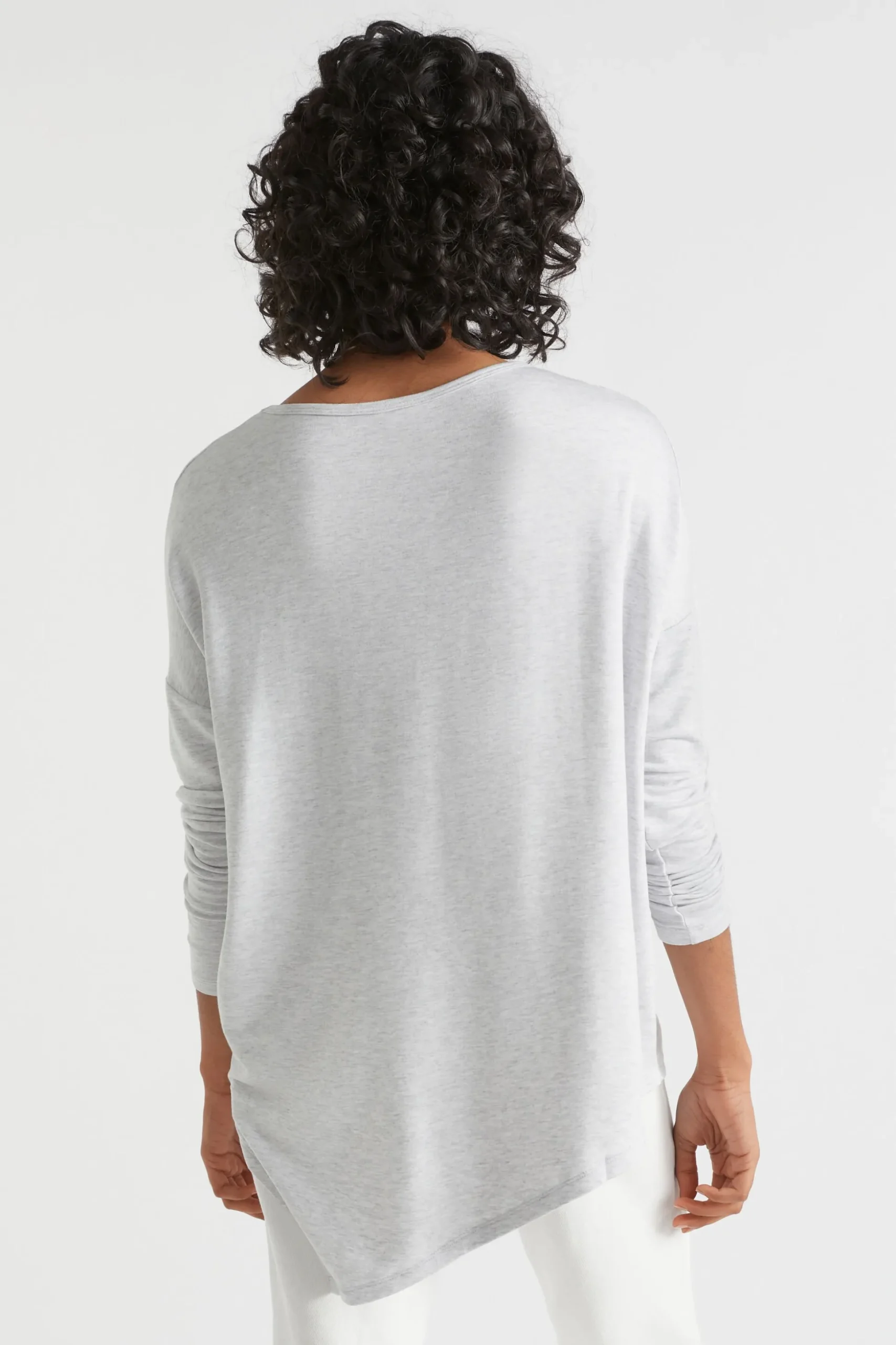 Seed Heritage T-Shirts & Tops-Core Asymmetrical Top Light Grey Marle