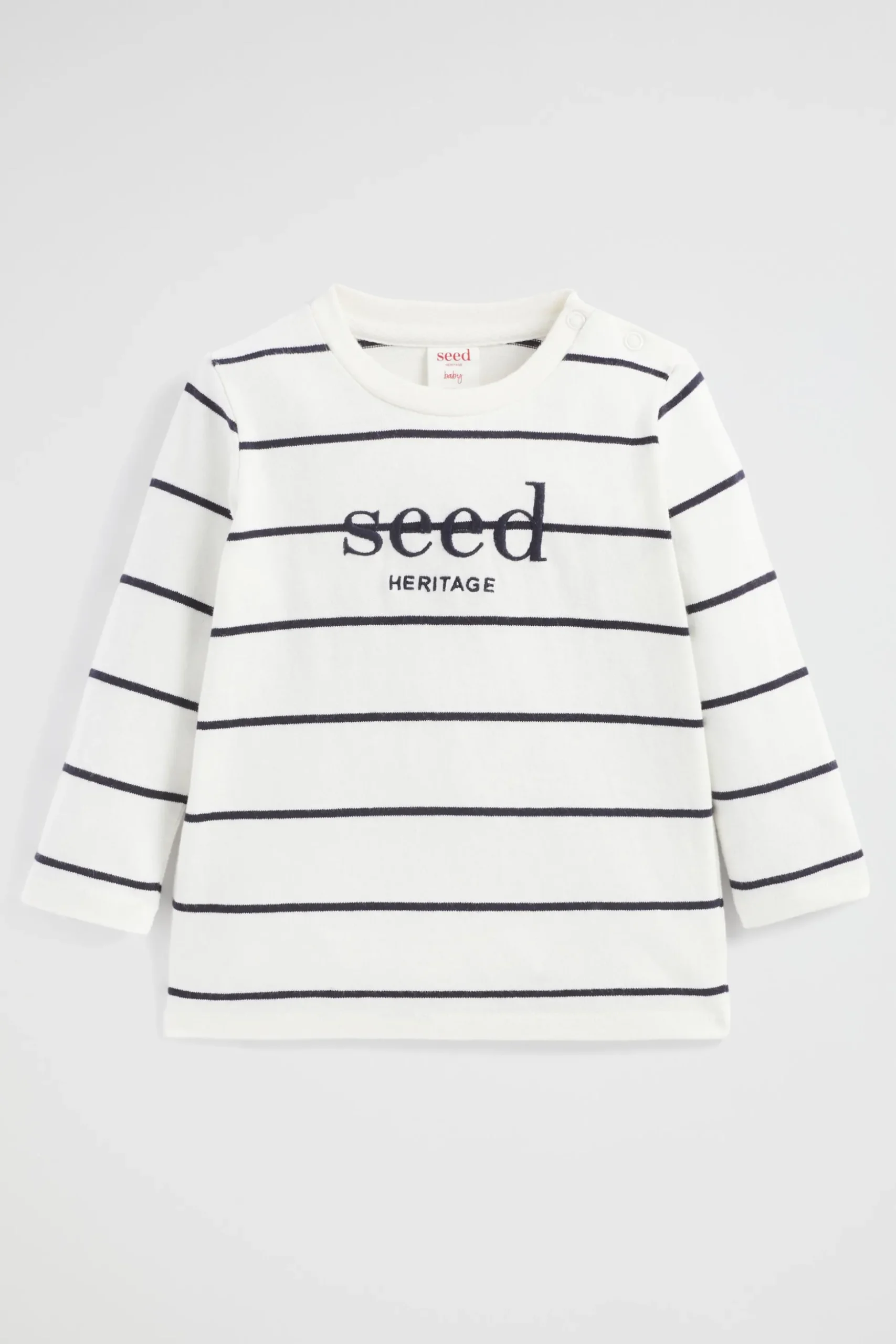 Seed Heritage T-Shirts & Tops-Core Logo Rugby Tee Canvas Stripe