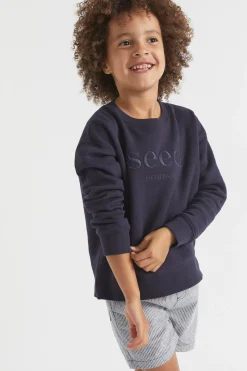 Seed Heritage Knitwear & Sweaters-Core Logo Sweat Midnight Blue