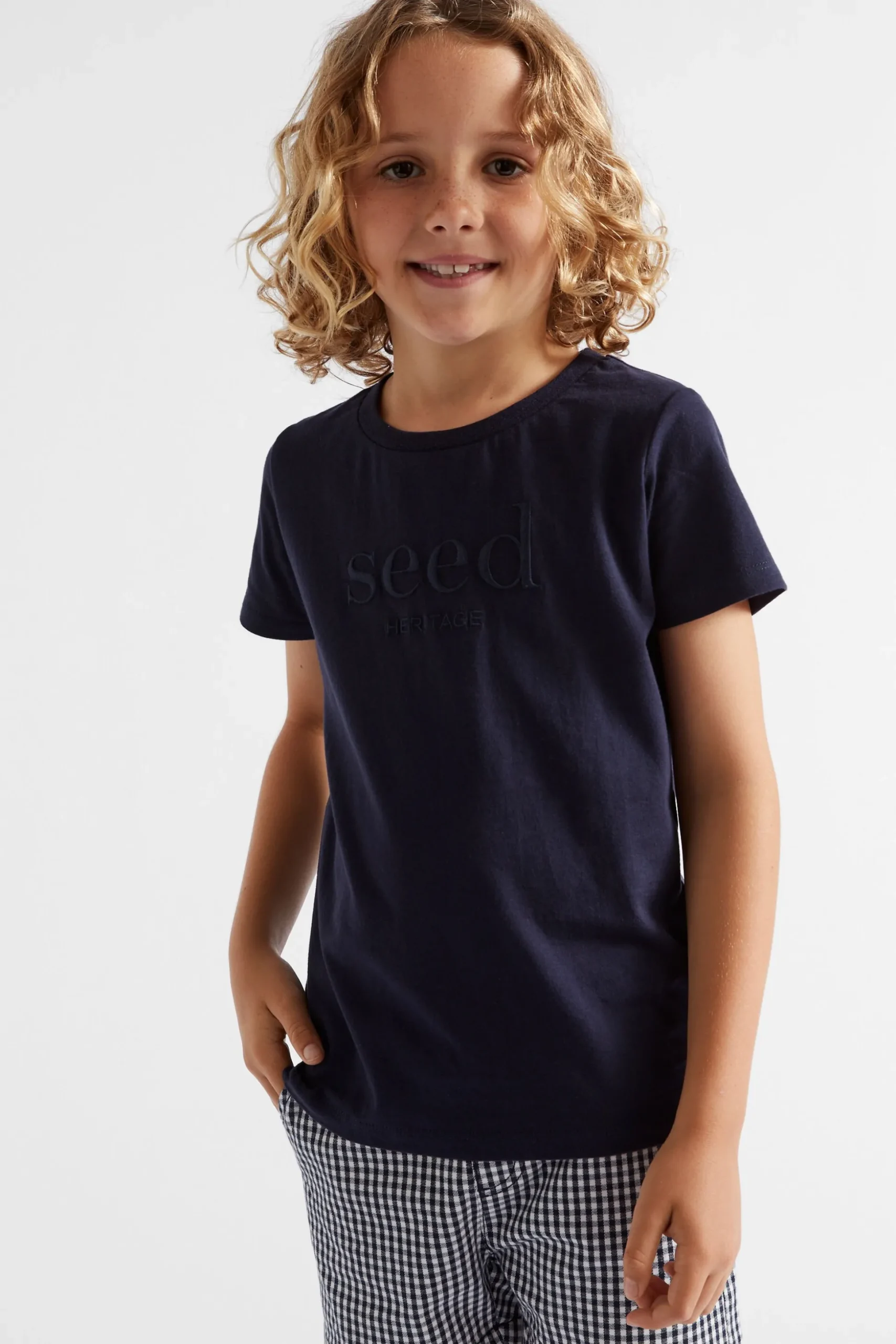 Seed Heritage T-Shirts & Tops-Core Logo Tee Midnight Blue