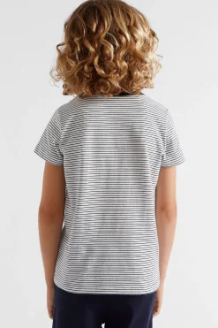 Seed Heritage T-Shirts & Tops-Core Logo Tee Blue Stripe