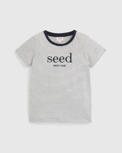 Seed Heritage T-Shirts & Tops-Core Logo Tee Blue Stripe