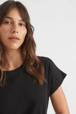 Seed Heritage T-Shirts & Tops-Core Longline Tee Black