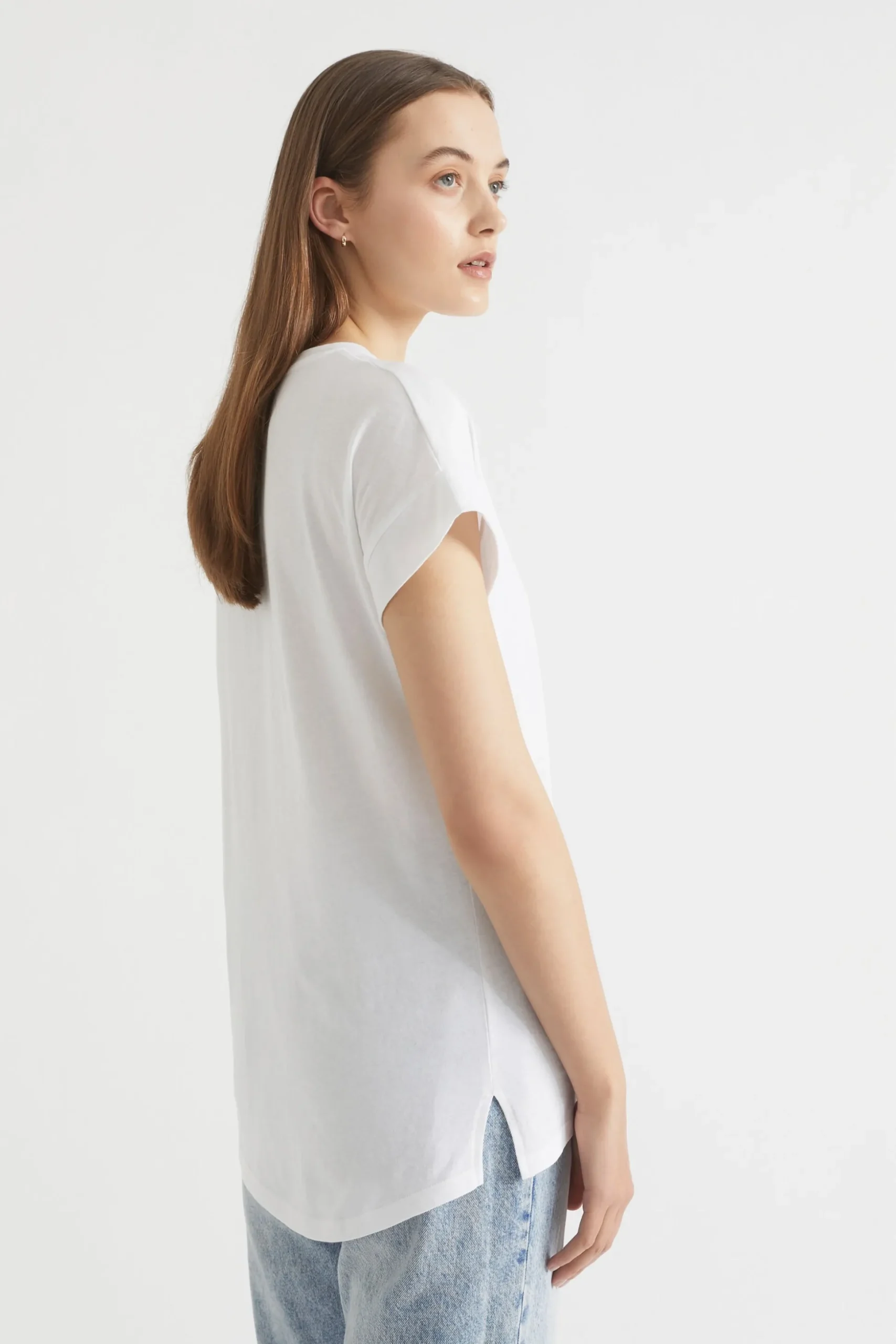 Seed Heritage T-Shirts & Tops-Core Longline Tee Whisper White