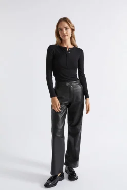 Seed Heritage T-Shirts & Tops-Core Rib Henley Top Black