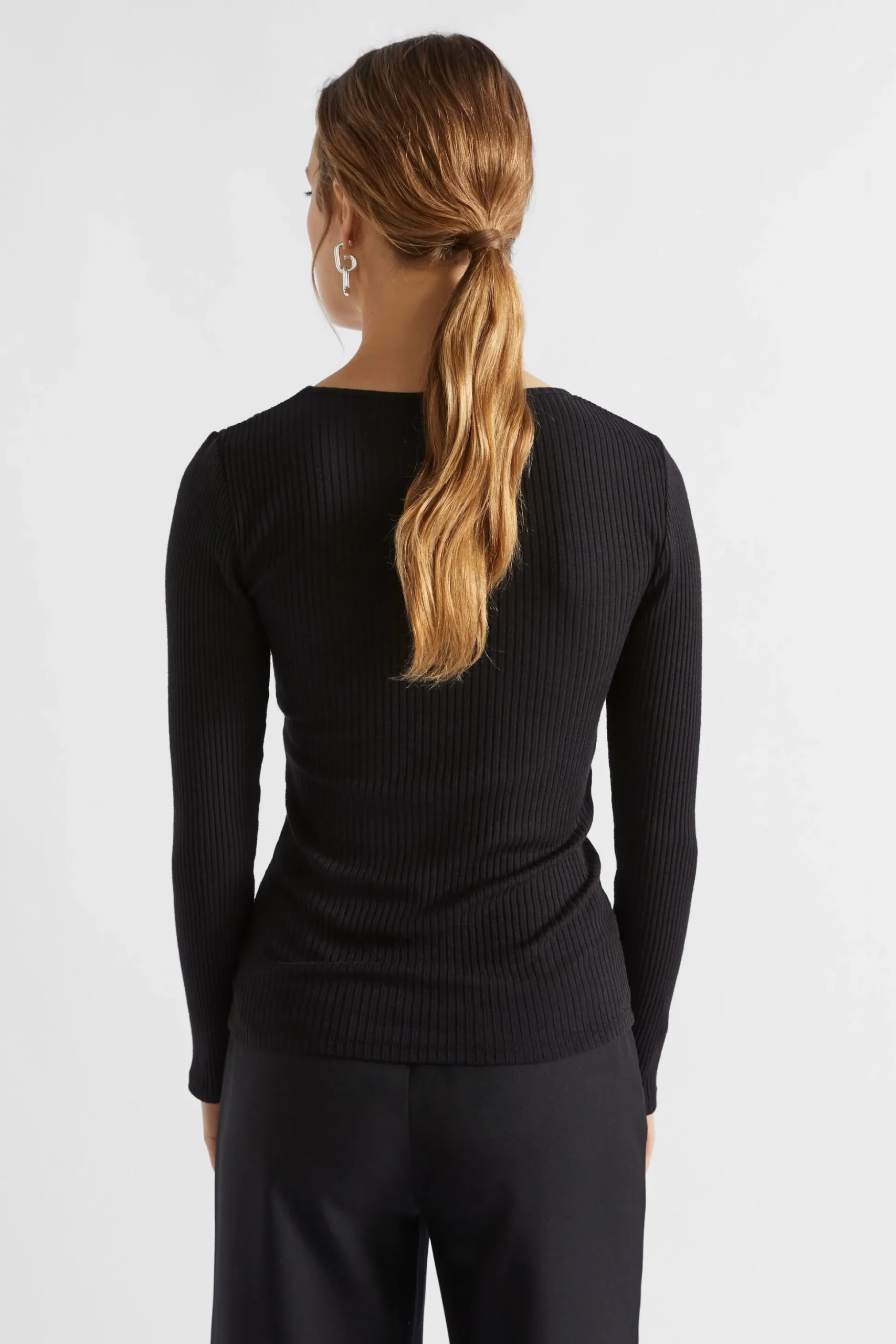 Seed Heritage T-Shirts & Tops-Corset Rib Top Black