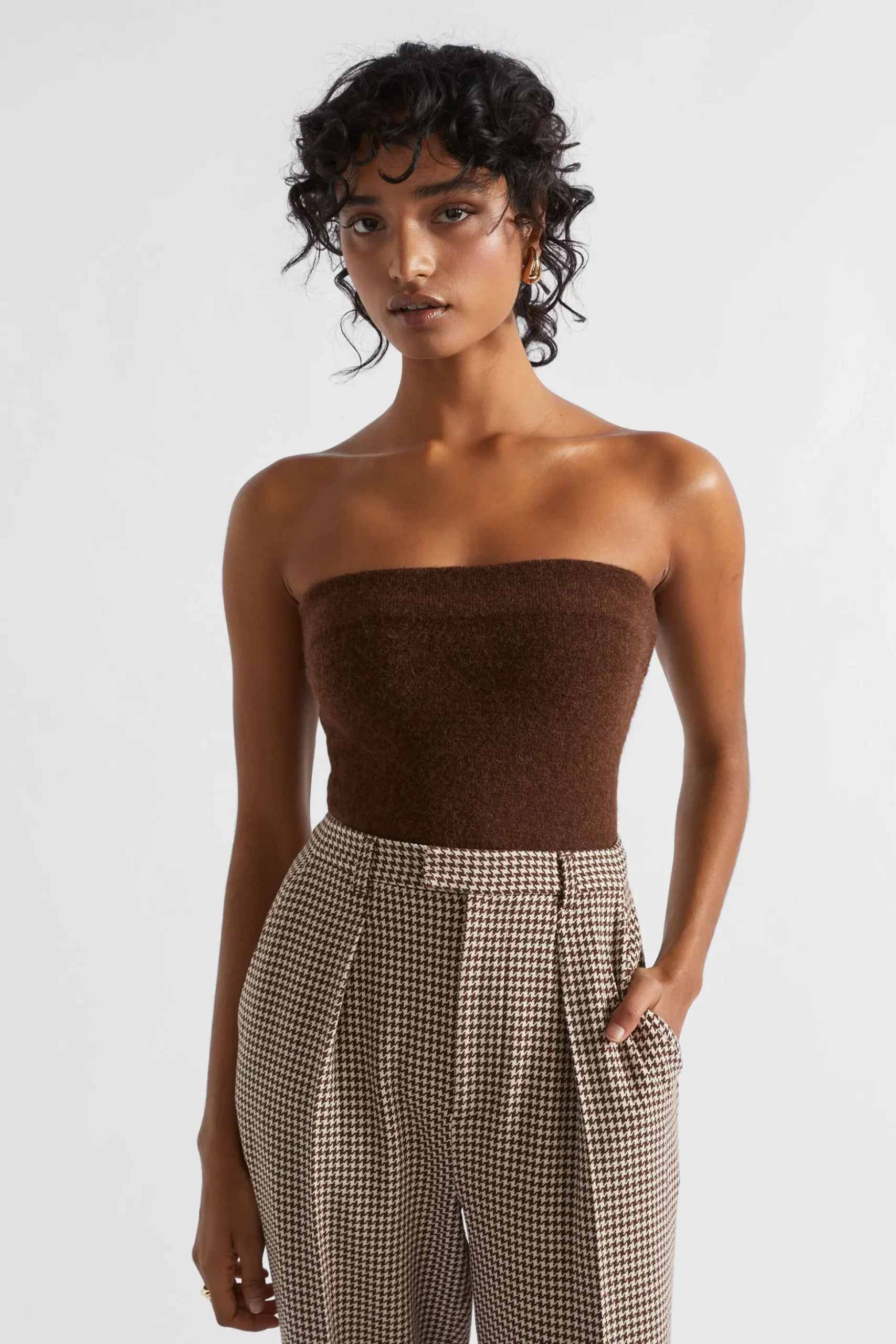 Seed Heritage Knitwear & Sweaters-Cosy Knit Bustier Hot Chocolate Marle