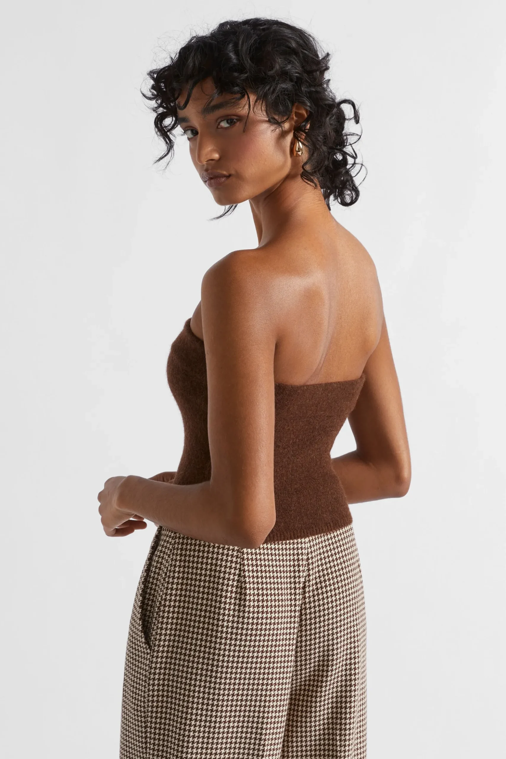 Seed Heritage Knitwear & Sweaters-Cosy Knit Bustier Hot Chocolate Marle