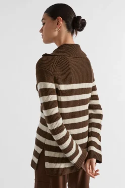 Seed Heritage Knitwear & Sweaters-Cotton Blend Stripe Knit Hot Chocolate Stripe