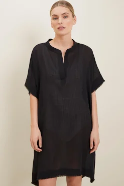 Seed Heritage Scarves & Kaftans-Cotton Kaftan Black