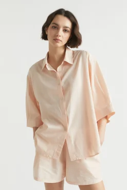 Seed Heritage Sleepwear-Cotton Linen Sleep Shirt Blush
