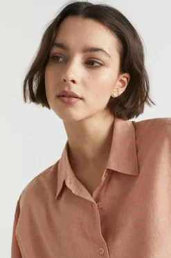 Seed Heritage Sleepwear-Cotton Linen Sleep Shirt Terracotta