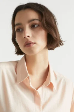 Seed Heritage Sleepwear-Cotton Linen Sleep Shirt Blush
