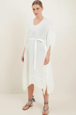 Seed Heritage Scarves & Kaftans-Cotton Longline Kaftan White
