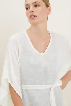 Seed Heritage Scarves & Kaftans-Cotton Longline Kaftan White