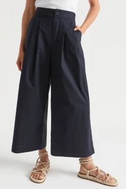 Seed Heritage Pants-Cotton Pleat Front Pant Deep Navy