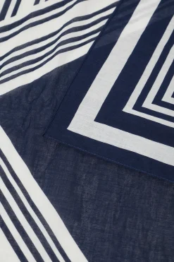 Seed Heritage Scarves & Kaftans-Cotton Printed Square Scarf Deep Navy Multi