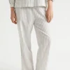 Seed Heritage Sleepwear-Cotton Pyjama Pant Olive Stripe