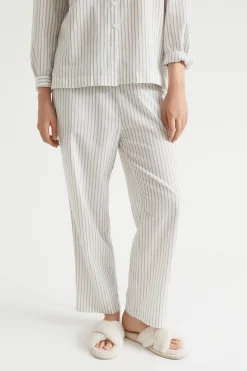 Seed Heritage Sleepwear-Cotton Pyjama Pant Olive Stripe