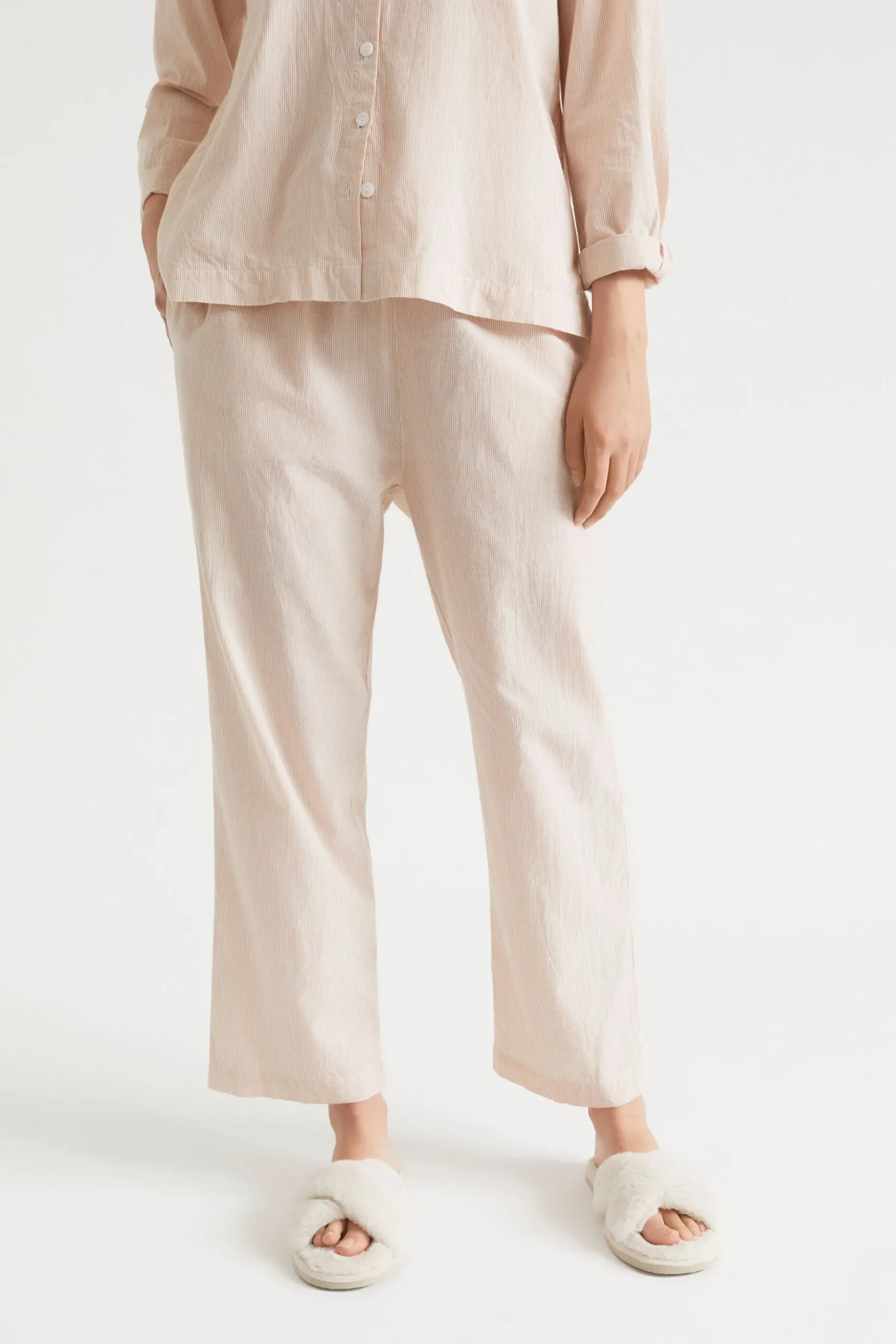 Seed Heritage Sleepwear-Cotton Pyjama Pant Clay Stripe