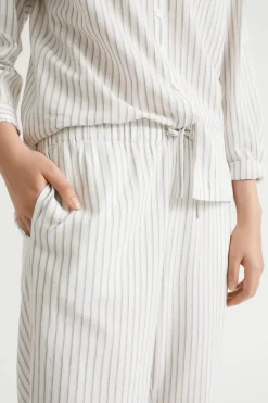 Seed Heritage Sleepwear-Cotton Pyjama Pant Olive Stripe
