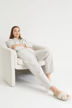 Seed Heritage Sleepwear-Cotton Pyjama Pant Olive Stripe