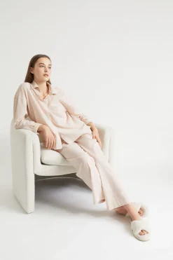 Seed Heritage Sleepwear-Cotton Pyjama Pant Clay Stripe