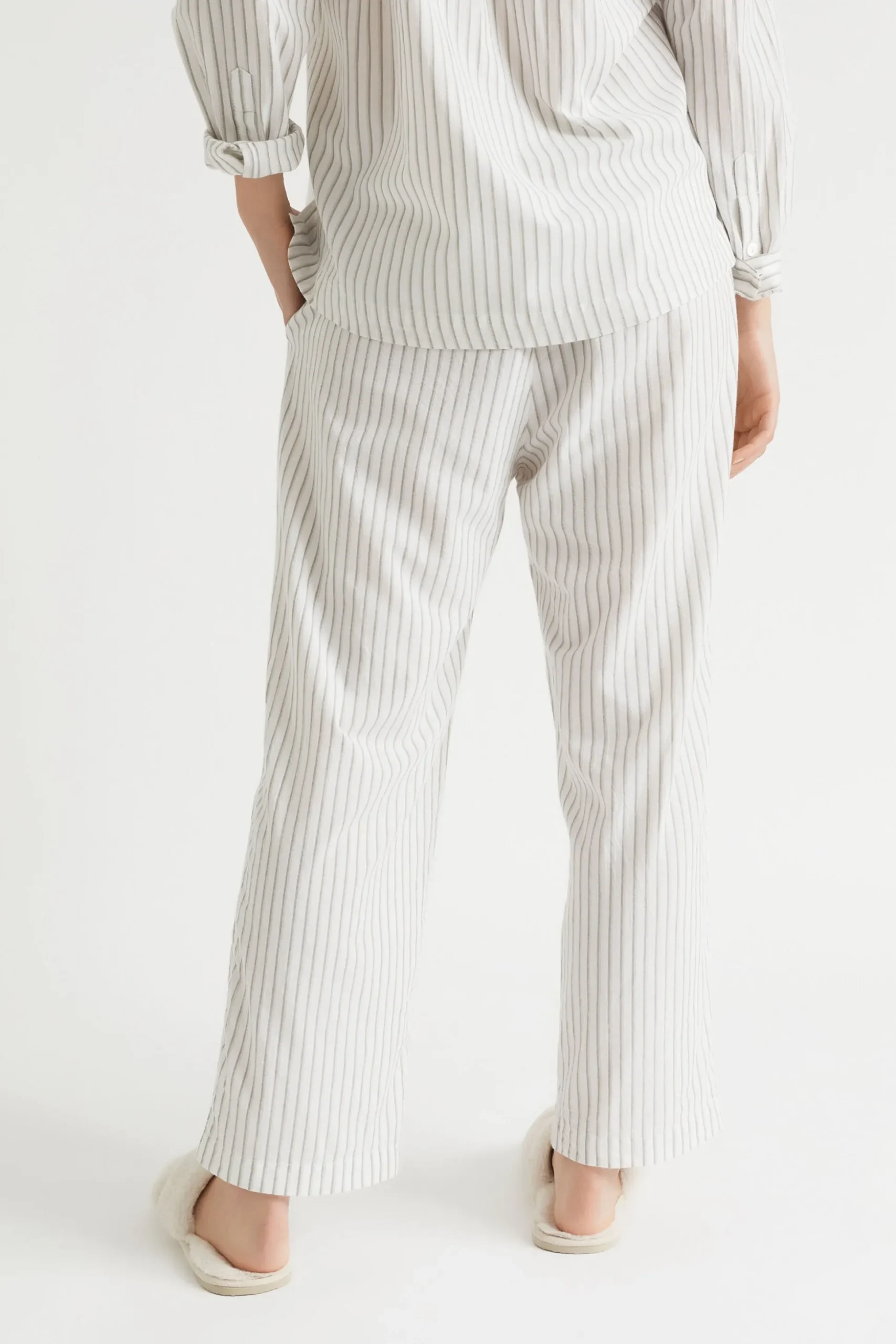Seed Heritage Sleepwear-Cotton Pyjama Pant Olive Stripe