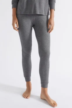 Seed Heritage Sleepwear-Cotton Rib Sleep Bottom Charcoal Marle