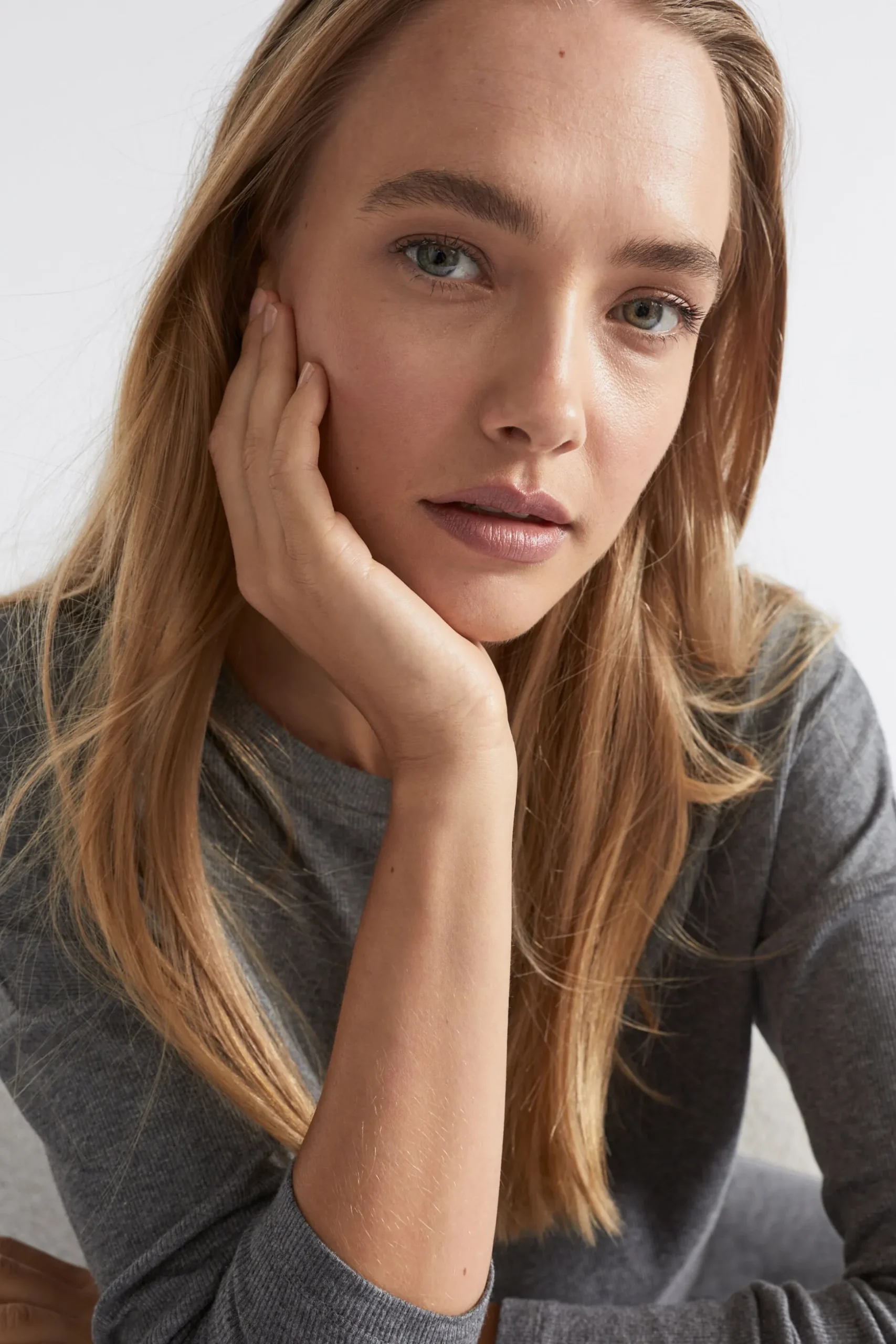 Seed Heritage Sleepwear-Cotton Rib Sleep Top Charcoal Marle