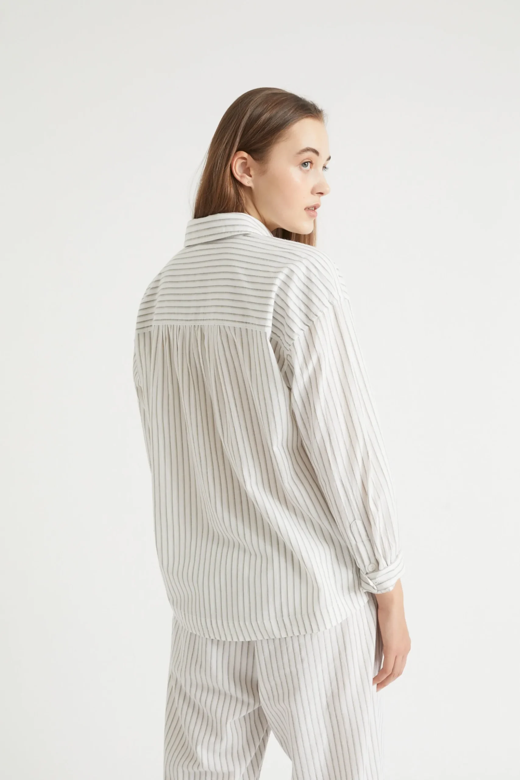 Seed Heritage Sleepwear-Cotton Sleep Shirt Olive Stripe