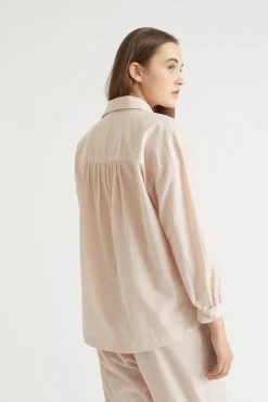 Seed Heritage Sleepwear-Cotton Sleep Shirt Clay Stripe