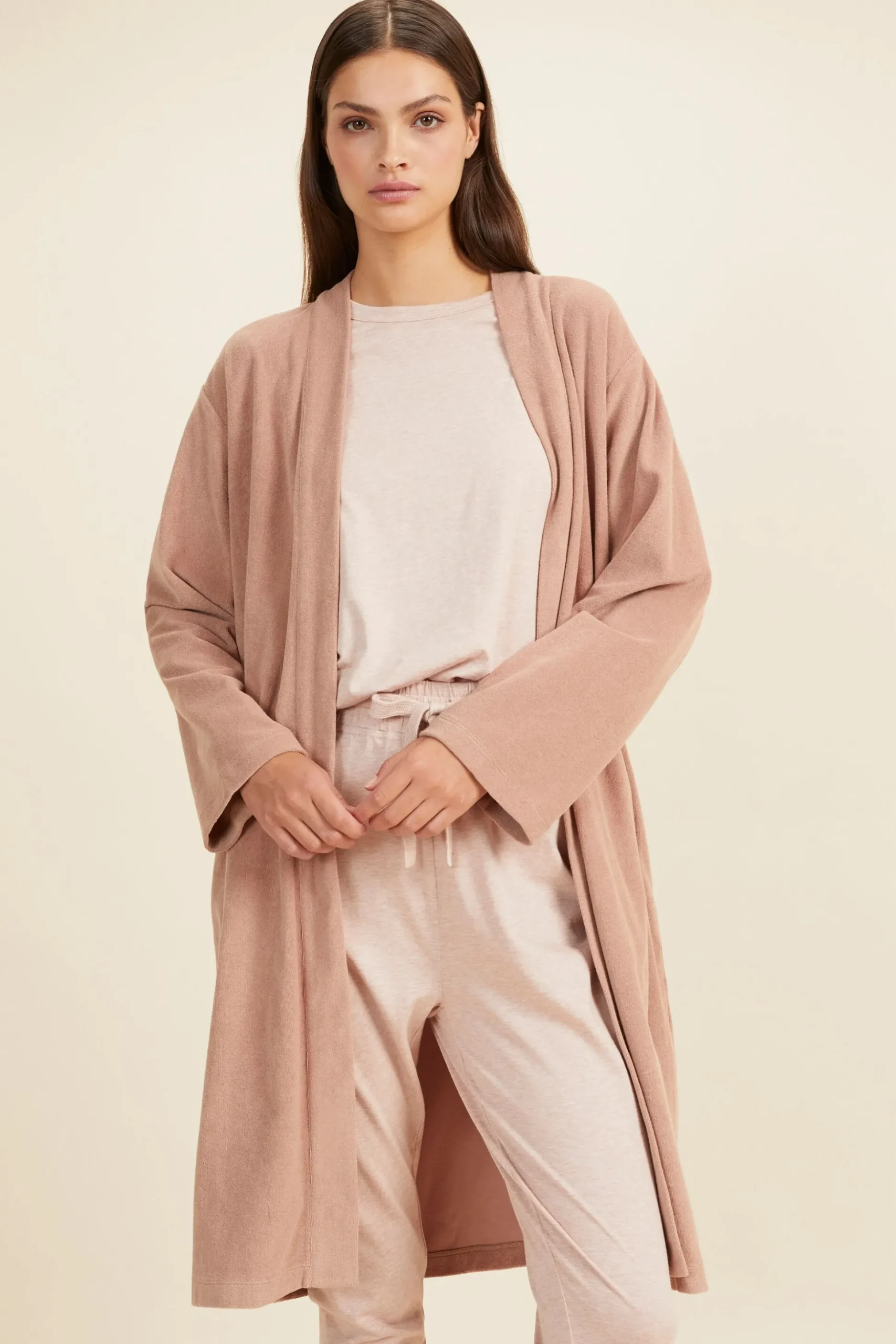 Seed Heritage Sleepwear-Cotton Terry Robe Chalk Pink