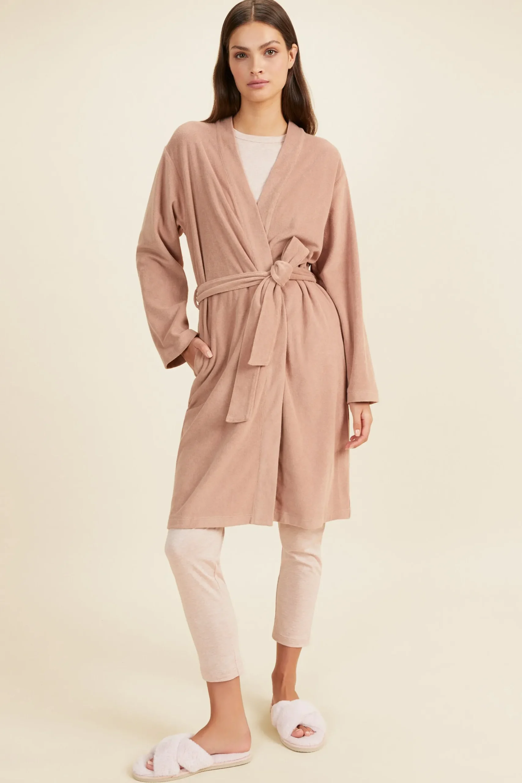 Seed Heritage Sleepwear-Cotton Terry Robe Chalk Pink