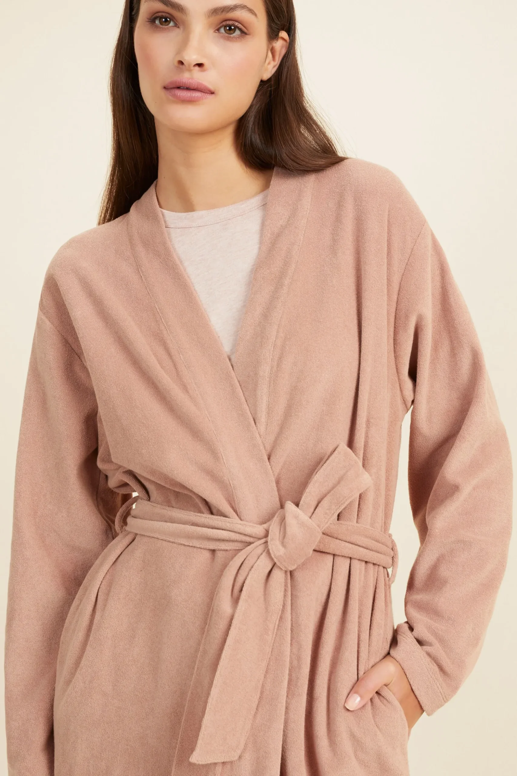 Seed Heritage Sleepwear-Cotton Terry Robe Chalk Pink
