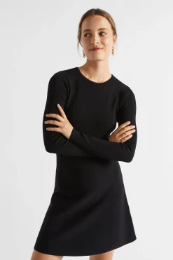 Seed Heritage Dresses-Crepe Mini Shift Dress Black