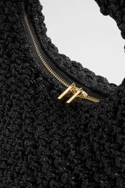 Seed Heritage Shoulder Bags-Crochet Rope Bag Black