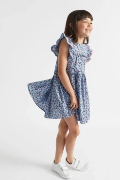 Seed Heritage Dresses-Crochet Trim Ditsy Dress Periwinkle